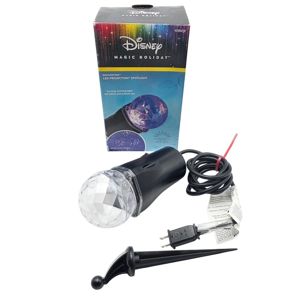 Disney Magic Holiday LED Projection Spotlight White Blue Purple Gemmy 80664 H4